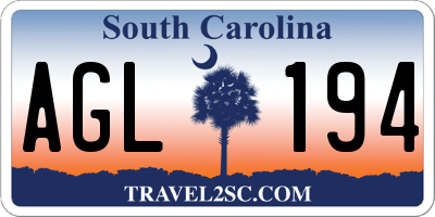 SC license plate AGL194