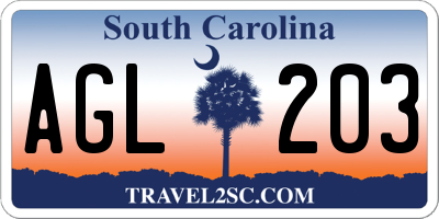 SC license plate AGL203