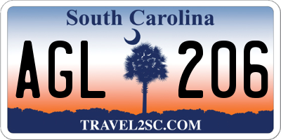 SC license plate AGL206
