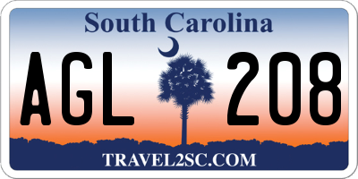 SC license plate AGL208