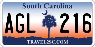 SC license plate AGL216