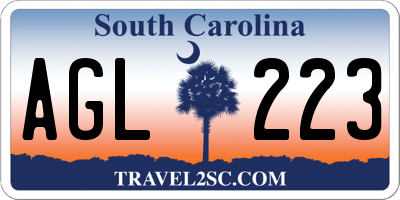 SC license plate AGL223