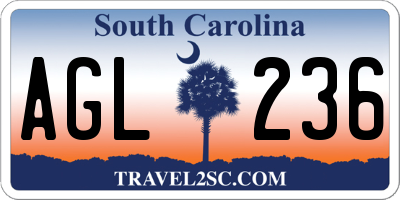 SC license plate AGL236