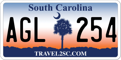 SC license plate AGL254