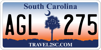 SC license plate AGL275