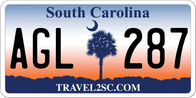 SC license plate AGL287