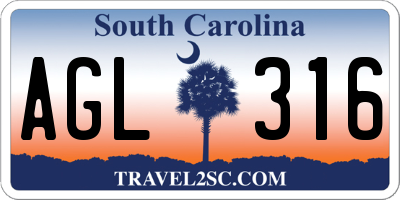 SC license plate AGL316