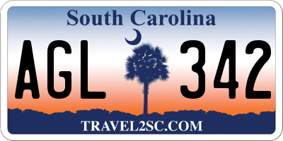SC license plate AGL342