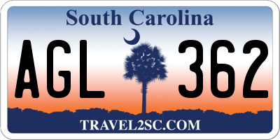 SC license plate AGL362
