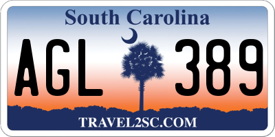 SC license plate AGL389