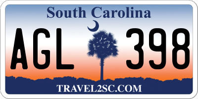SC license plate AGL398