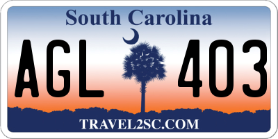 SC license plate AGL403