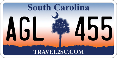 SC license plate AGL455