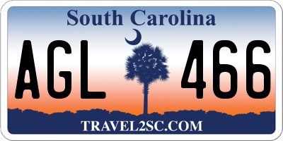 SC license plate AGL466