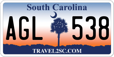 SC license plate AGL538