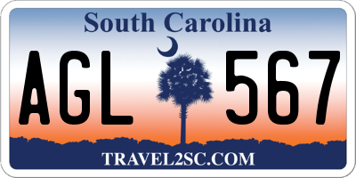 SC license plate AGL567