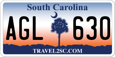 SC license plate AGL630