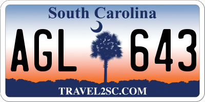 SC license plate AGL643