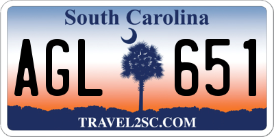 SC license plate AGL651