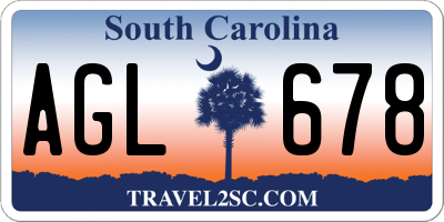 SC license plate AGL678