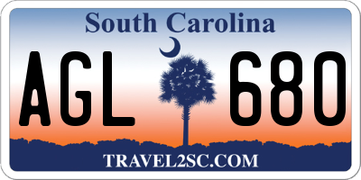 SC license plate AGL680