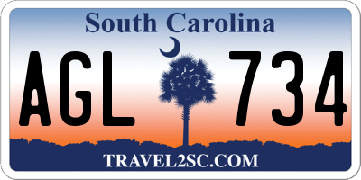 SC license plate AGL734