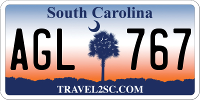 SC license plate AGL767