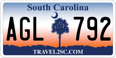 SC license plate AGL792