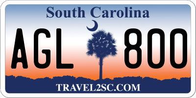 SC license plate AGL800