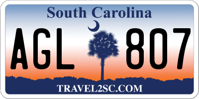 SC license plate AGL807