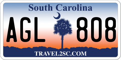 SC license plate AGL808