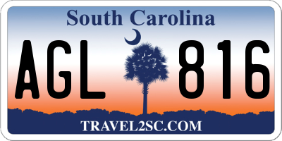 SC license plate AGL816