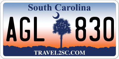 SC license plate AGL830