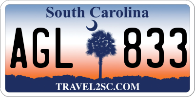 SC license plate AGL833