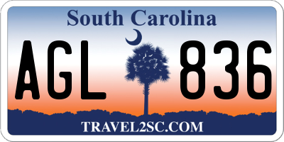 SC license plate AGL836