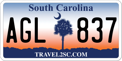 SC license plate AGL837