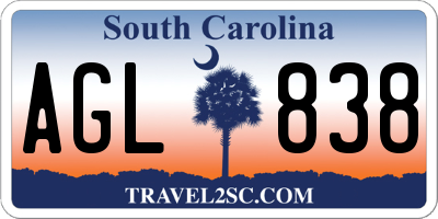 SC license plate AGL838