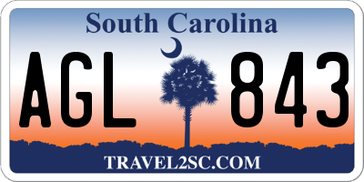 SC license plate AGL843