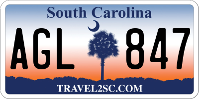SC license plate AGL847