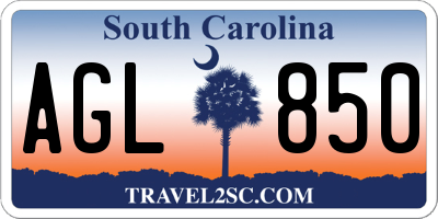 SC license plate AGL850