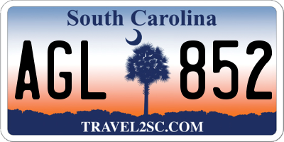 SC license plate AGL852
