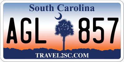 SC license plate AGL857