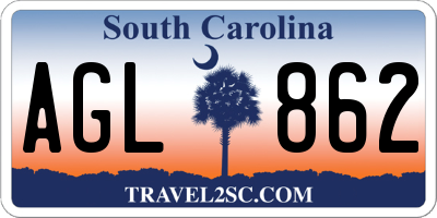 SC license plate AGL862