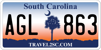 SC license plate AGL863