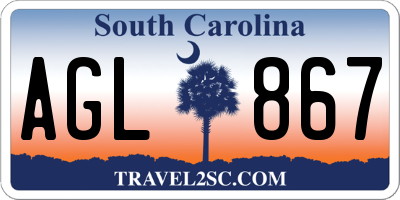 SC license plate AGL867