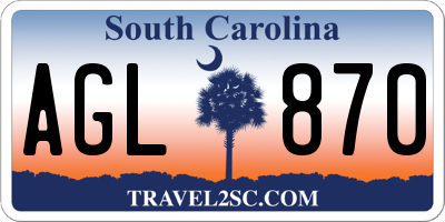 SC license plate AGL870