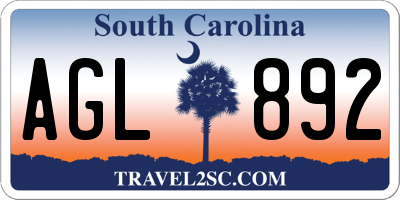 SC license plate AGL892