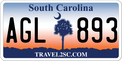 SC license plate AGL893