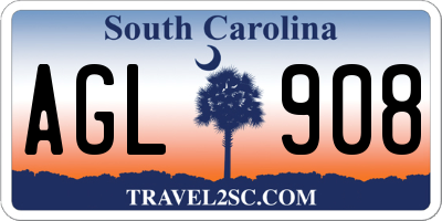 SC license plate AGL908