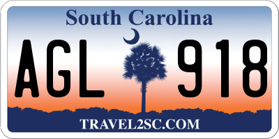 SC license plate AGL918